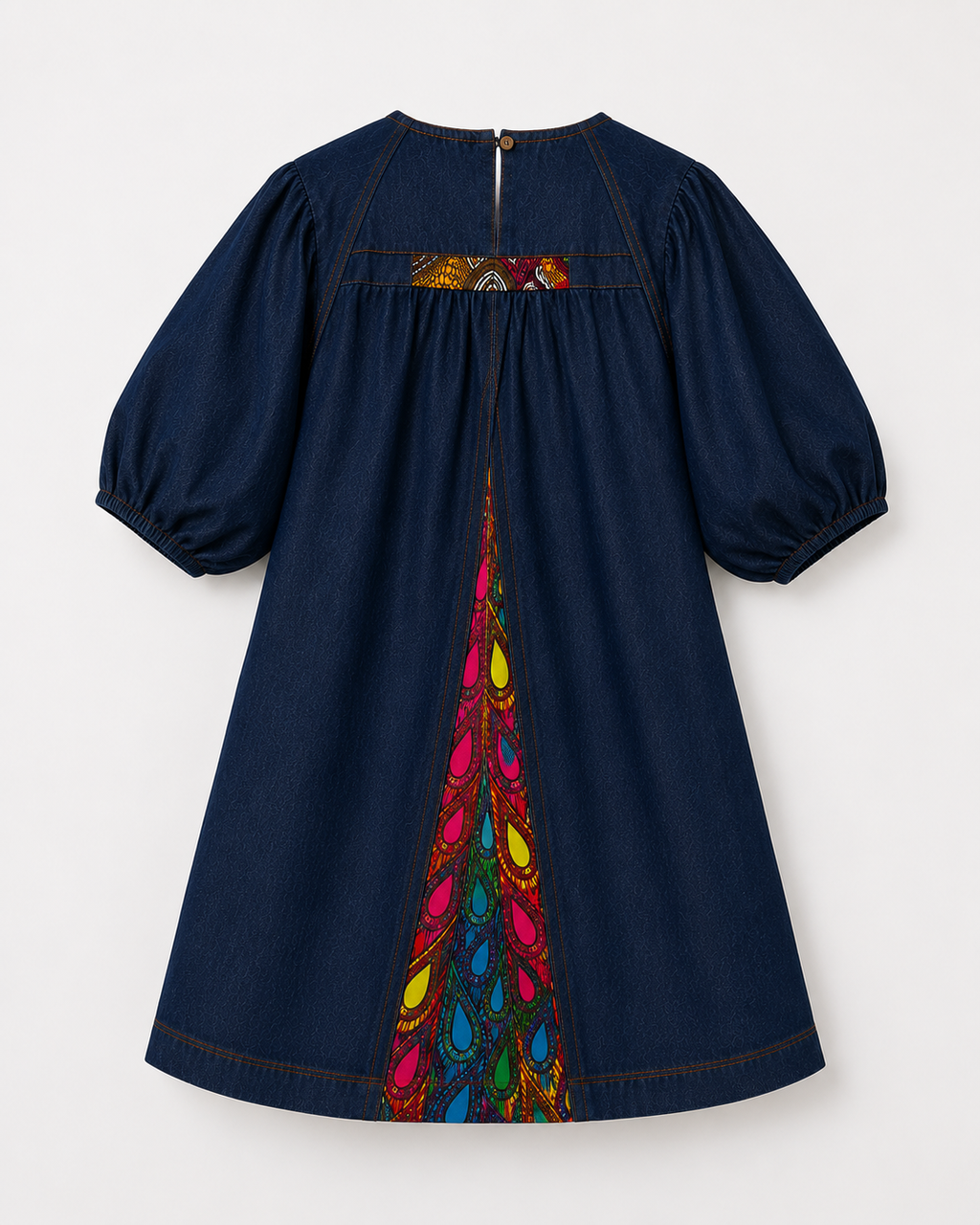 Puffy Ankara Denim Dress