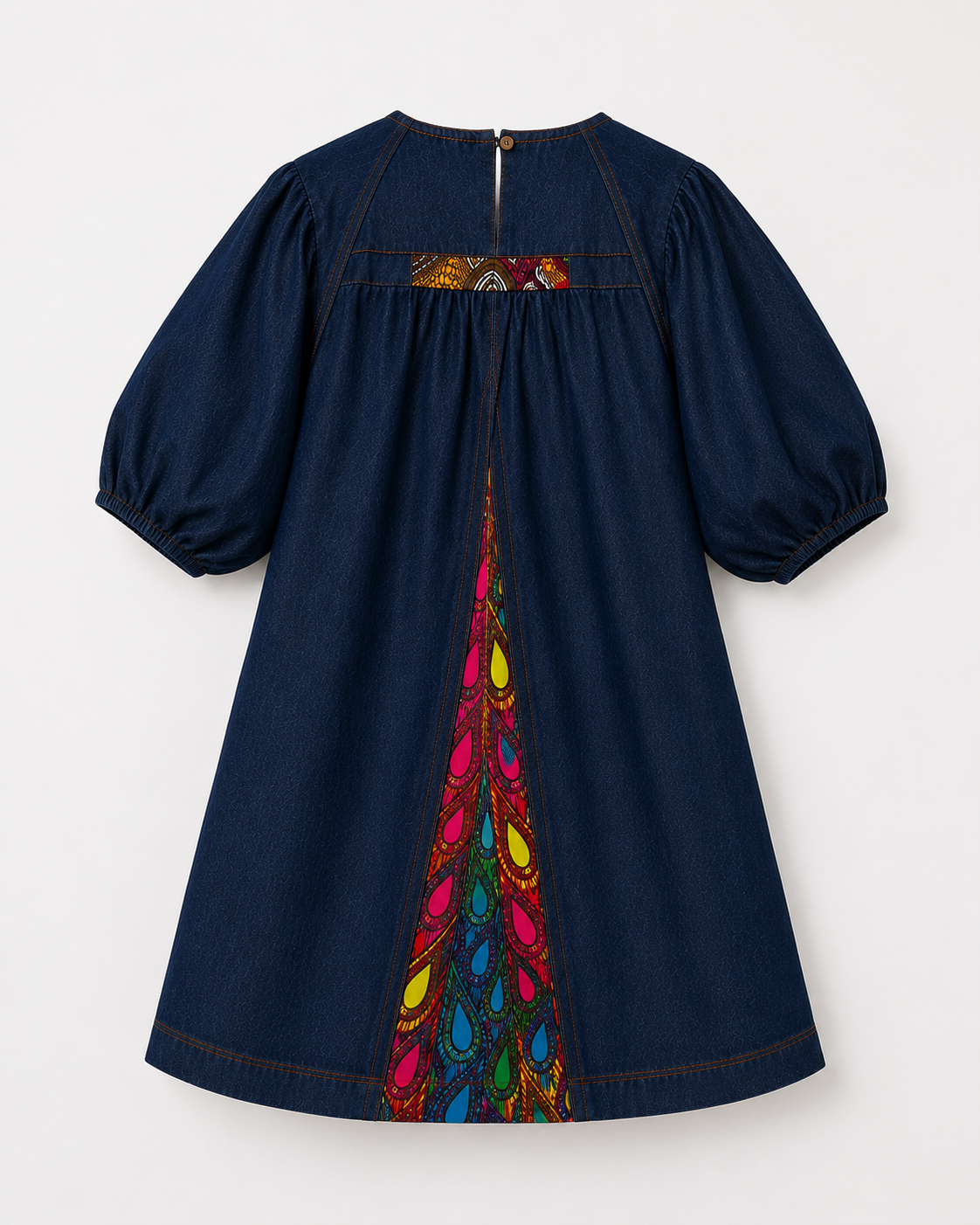 Puffy Ankara Denim Dress