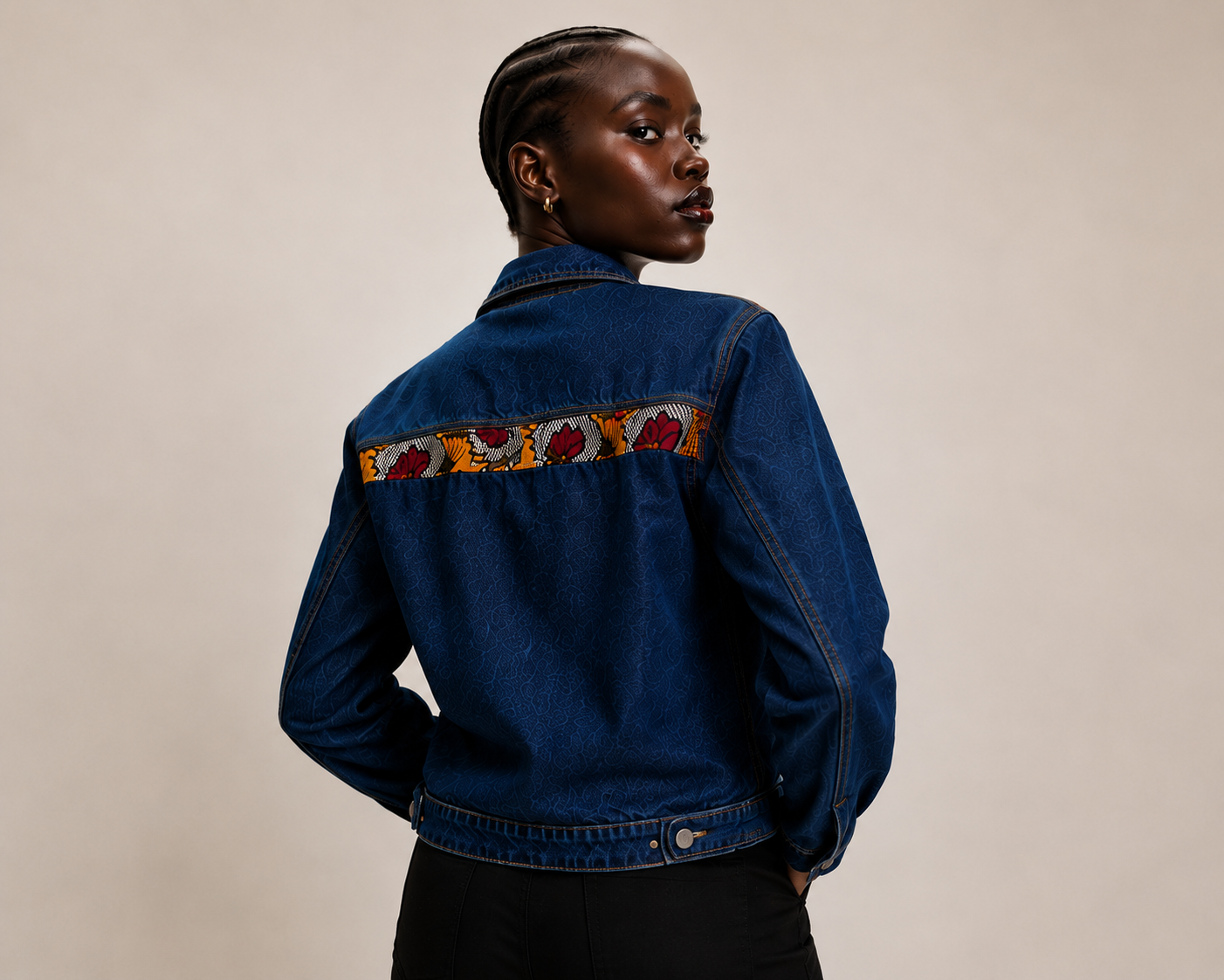 INDIGO Bloom Denim Ankara Jacket