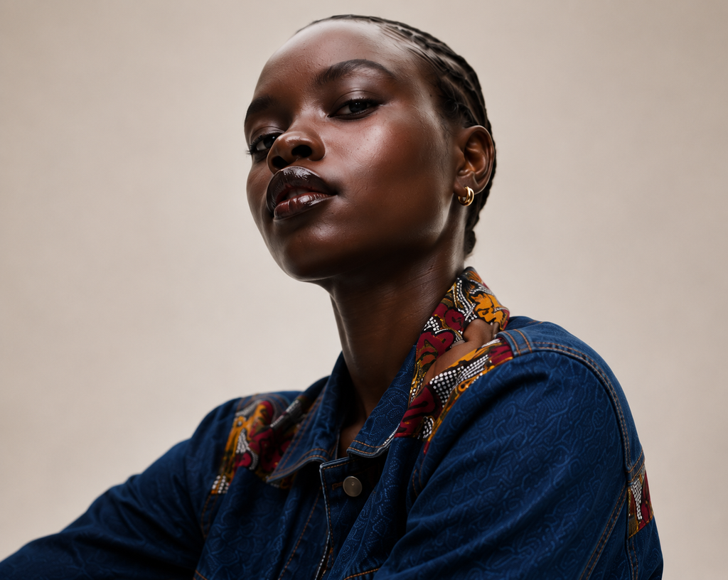 INDIGO Bloom Denim Ankara Jacket