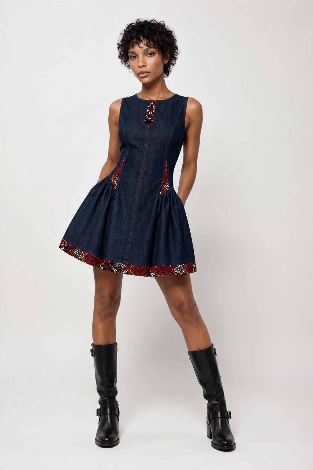 ZADIÉ Denim Ankara Mini Dress