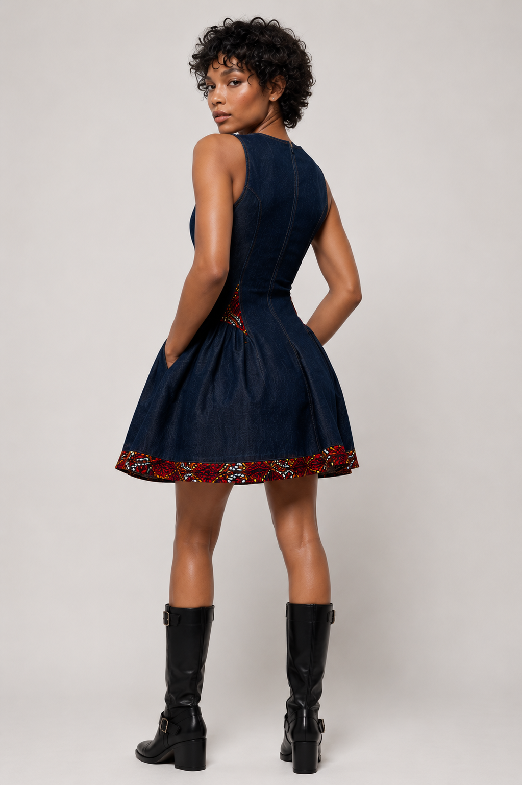 ZADIÉ Denim Ankara Mini Dress